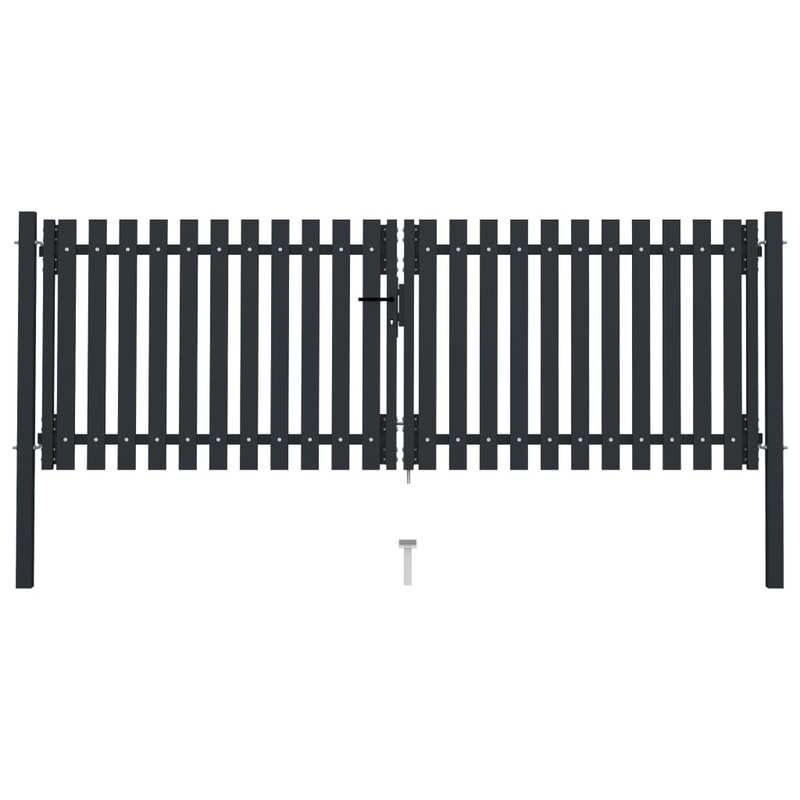 Dubbele Poort – Tuinpoort – Vleugelpoort – Stalen Poort – Veiligheidshek – Antraciet – 306 x 175 cm – Duurzaam Staal