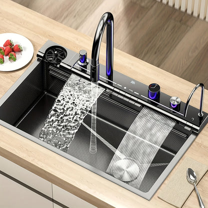RVS Spoelbak – Keukenspoelbak – Inbouwspoelbak – Spoelbak Met Kraan – Enkele Kom – Donkergrijs – Ruimtebesparend Design – Krasbestendig RVS