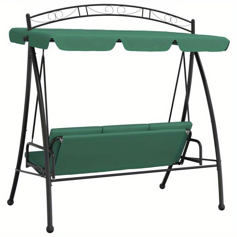 Schommelbank – Schommelstoel – Loungestoel – Relaxbank – Tuinbank – Met Groene Canopy – 198 cm – Staal en Textiel
