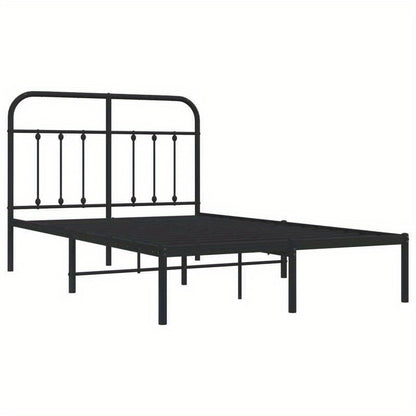 Modern Black Metal Bed Frame with Headboard - 120x200cm, Powder-Coated Construction for Durability & Stability, Easy Assembly, Minimalist Design for Contemporary Bedrooms, Contemporary Bedroom Furniture | Geometric Pattern Be