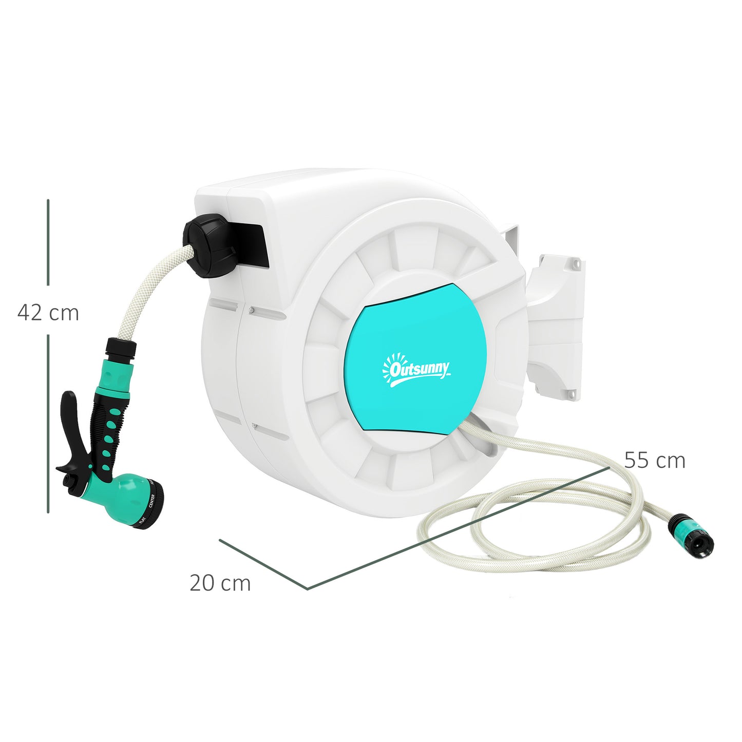 Tuinslanghaspel – Slanghaspel – Wandslangenbox – Slanghouder – Slangenwagen – 25 Meter Slang – Automatische Oprolfunctie met 180° Draaibare Muurbeugel