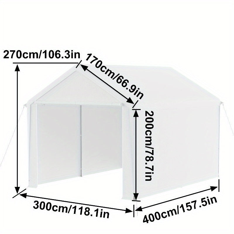 Tentgarage – Carport – Schuurtent – Opslagtent – Overkapping – 3 x 4 M – Waterafstotend Zeildoek – Gegalvaniseerd Stalen Frame