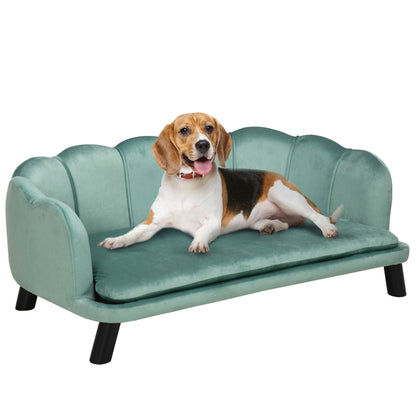 Hondensofa – Huisdierbed – Kattenbank – Dierenmand – Pluche Zitplaats – Comfortabel Velvet – Groot Formaat 98x60x35 cm – Inclusief Kussen Groen