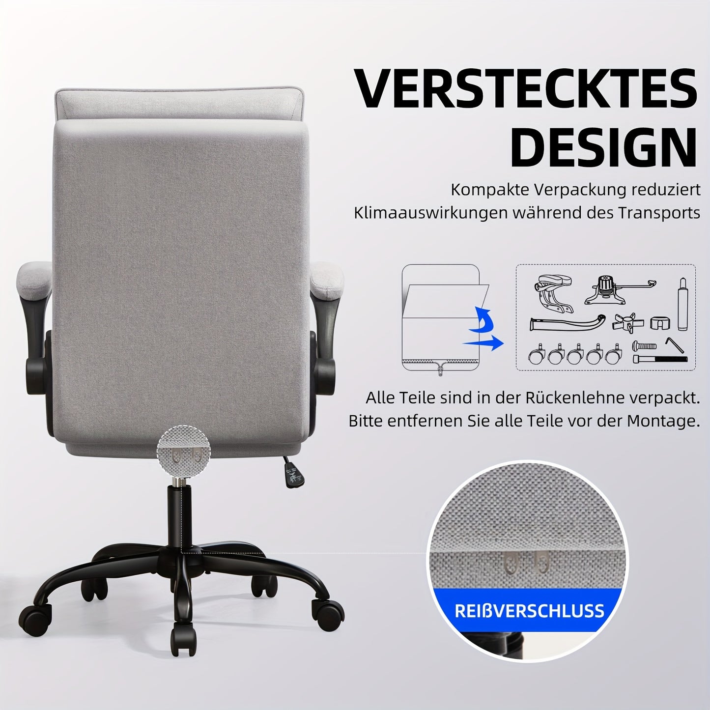 Bureaustoel – Ergonomische Stoel – Kantoorstoel – Draaistoel – Executive Chair – Verstelbare Hoogte – Opklapbare Armleuningen – Dubbel Gevoerde Rugleuning – Belastbaar Tot 150kg – Zwart