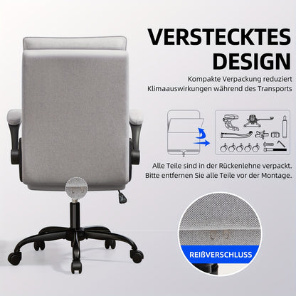 Bureaustoel – Ergonomische Stoel – Kantoorstoel – Draaistoel – Executive Chair – Verstelbare Hoogte – Opklapbare Armleuningen – Dubbel Gevoerde Rugleuning – Belastbaar Tot 150kg – Zwart