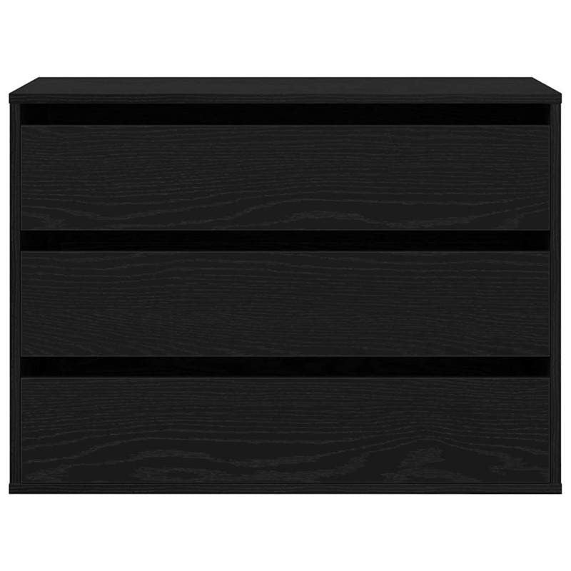 Modern Minimalist Black Oak Wooden Chest of Drawers - 80cm Height x 41cm Width x 58cm Depth, Lockable Storage Cabinet with Smooth Sliding Drawers, Floor-Standing Organizer for Bedroom, Living Room & Home Office, Space-Saving