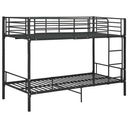 Stapelbed – Hoogslaper – Kinderbed – Twijfelaar – Bunkbed – Zwart Metalen Frame – 90x200 cm – Stevig & Ruimtebesparend