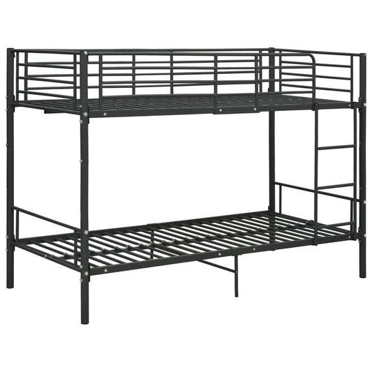 Stapelbed – Hoogslaper – Kinderbed – Twijfelaar – Bunkbed – Zwart Metalen Frame – 90x200 cm – Stevig & Ruimtebesparend