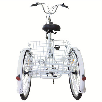 Stadsfiets – Fiets Voor Volwassenen – Comfortabele Stadsfiets – Functionele Fiets – Urban Bike – 6 Versnellingen – Schijfrem & Voormand – Wit