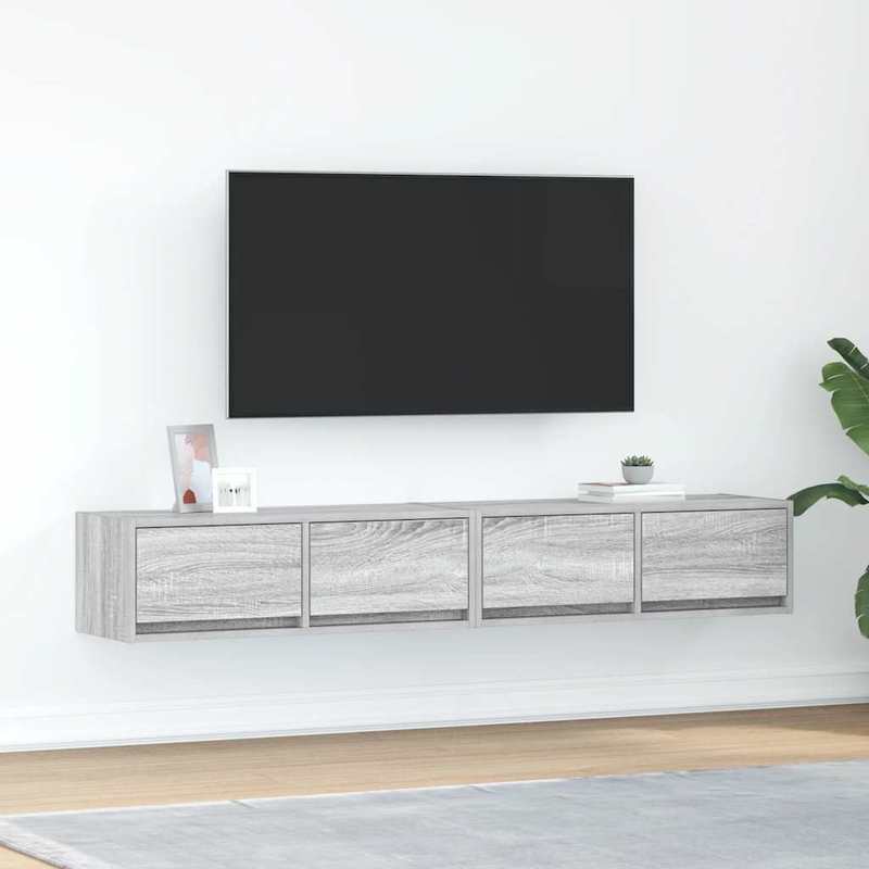 2pcs Modern Minimalist TV Stand with Storage Cabinet - Heavy-Duty Hardwood Construction, Freestanding Floor Cabinet with Open Shelves & Closed Storage, Space-Saving Design for Living Room, Home Theater, Media - Easy Assembly