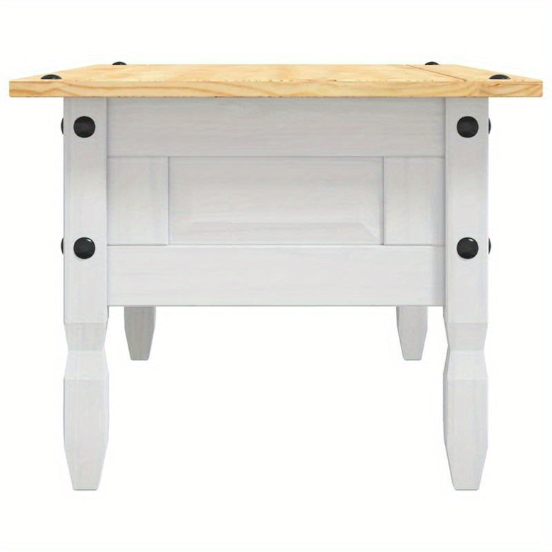 Mexicaanse Pine Salontafel – Koffietafel – Tafeltje – Opbergtafel – Woonkamertafel – Wit – Mid-Century Modern – 2 Laden & Slotdeuren – Duurzaam Hout – 100x55x44 cm