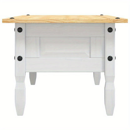 Mexicaanse Pine Salontafel – Koffietafel – Tafeltje – Opbergtafel – Woonkamertafel – Wit – Mid-Century Modern – 2 Laden & Slotdeuren – Duurzaam Hout – 100x55x44 cm