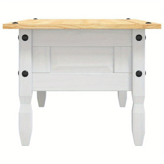 Mexicaanse Pine Salontafel – Koffietafel – Tafeltje – Opbergtafel – Woonkamertafel – Wit – Mid-Century Modern – 2 Laden & Slotdeuren – Duurzaam Hout – 100x55x44 cm