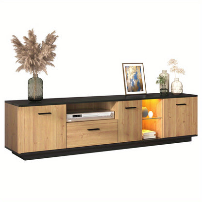 TV-meubel – Tv-kast – Mediameubel – Tv-dressoir – Tv-meubel naturel – 3 Deuren & 1 Lade – Stevige Constructie & Eenvoudige Montage