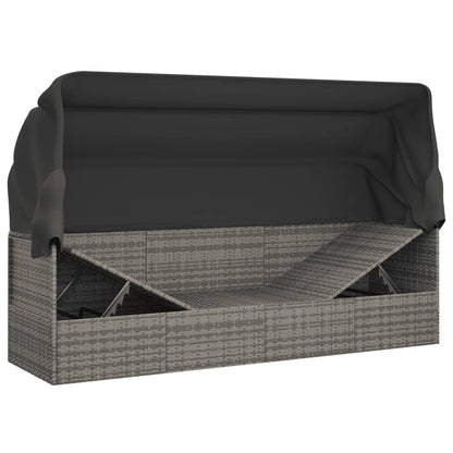 Loungebed – Tuinbed – Balkonbed – Relaxbed – Poly Rattan – Verstelbare Zonwering – Comfortabele Kussens
