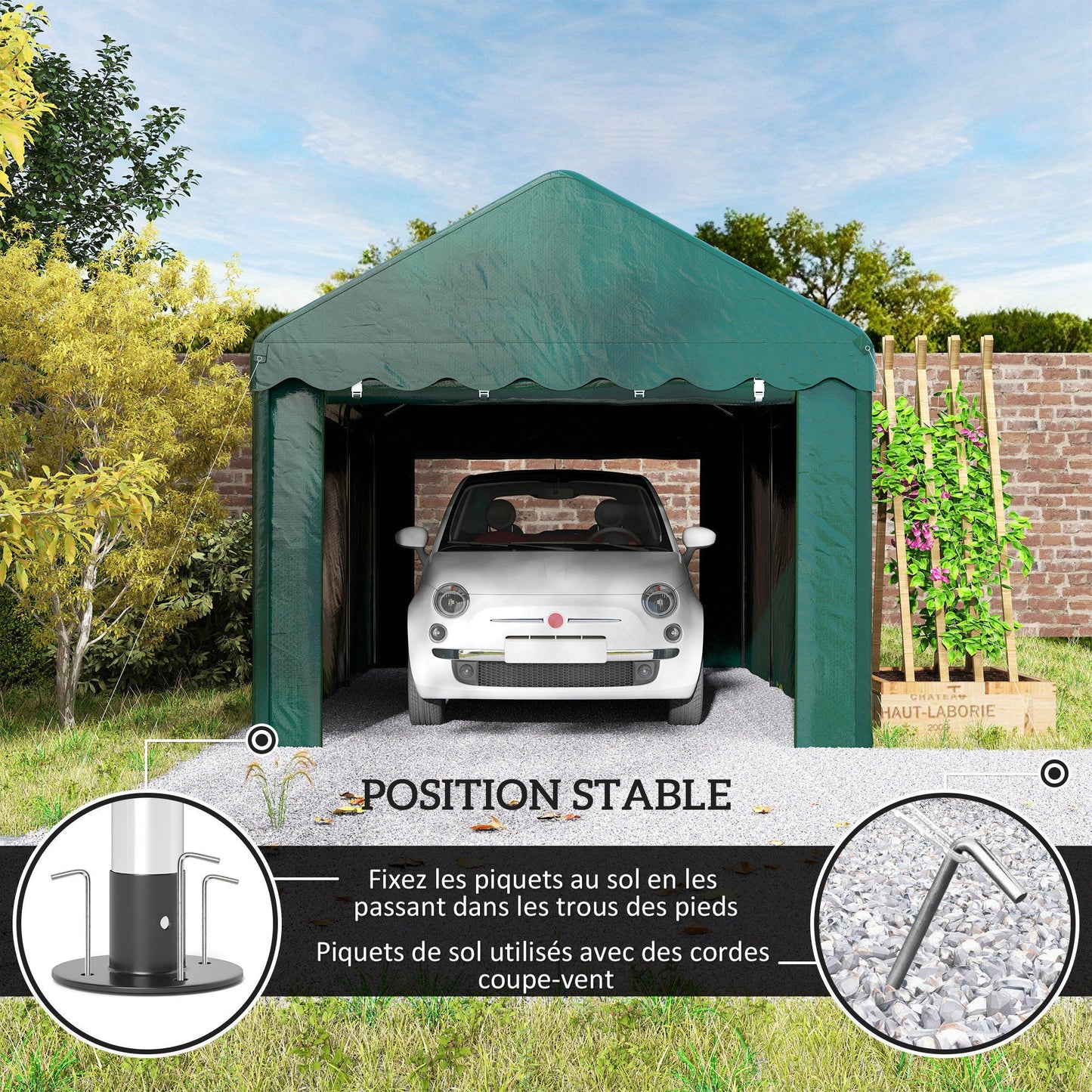 Carport – Overkapping – Garage Tent – Auto Shel­ter – Bescherming – 3 x 6 Meter – Gegalvaniseerd Staal – Waterdicht UV-Bestendig Met Oprolbare Deuren
