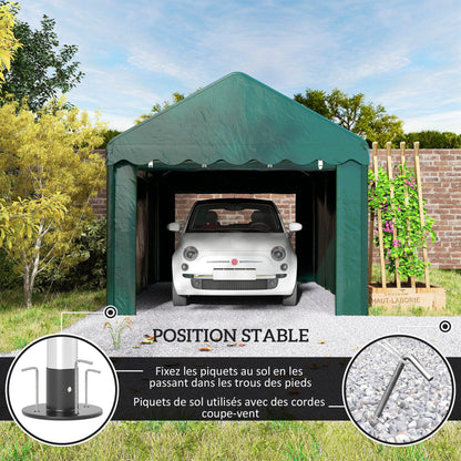 Carport – Overkapping – Garage Tent – Auto Shel­ter – Bescherming – 3 x 6 Meter – Gegalvaniseerd Staal – Waterdicht UV-Bestendig Met Oprolbare Deuren