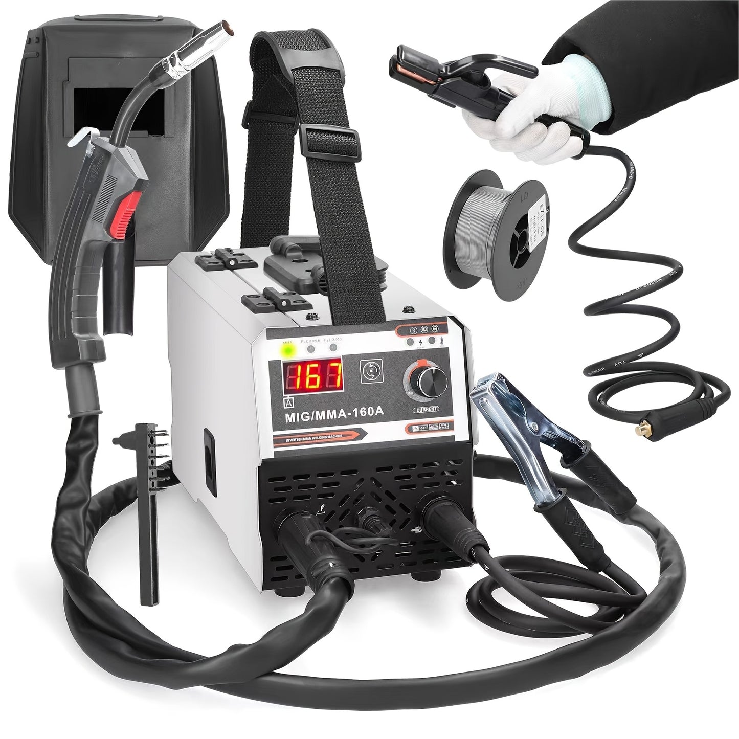 Lassenapparaat – Lasmachine – Elektrode Lasser – Booglasapparaat – Inverter Lasapparaat – 2-in-1 MIG MMA Lassen – TIG LIFT Functie – Gasloos – Stevige Metalen Behuizing – 220V Europese Stekker
