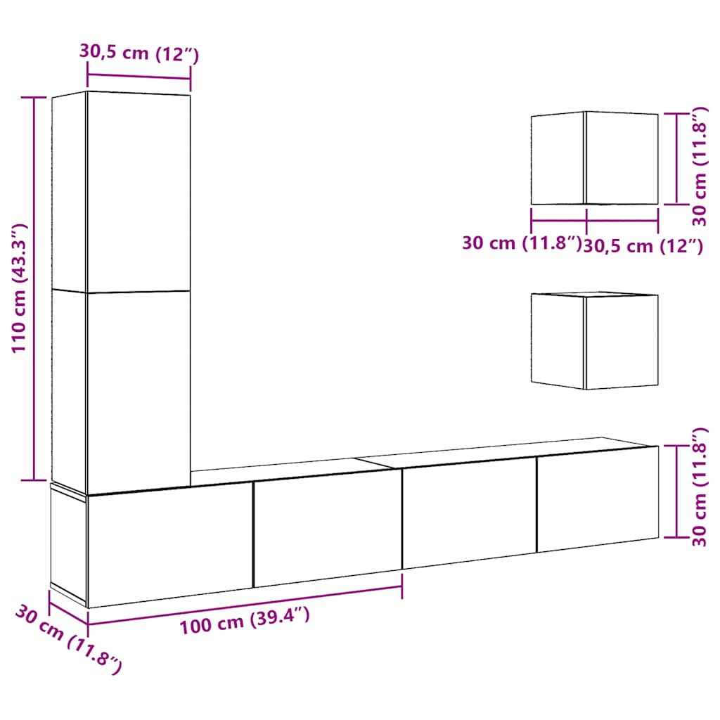 Wandmeubel TV – Tv-kast – Mediameubel – Tv-console – Entertainmentmeubel – Verweerde Houtlook – Ruimtebesparend Wandmontage – Veel Opbergruimte