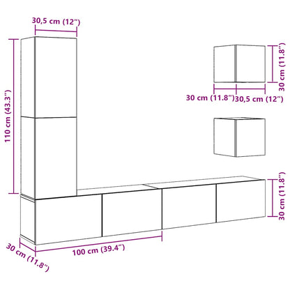 Wandmeubel TV – Tv-kast – Mediameubel – Tv-console – Entertainmentmeubel – Verweerde Houtlook – Ruimtebesparend Wandmontage – Veel Opbergruimte