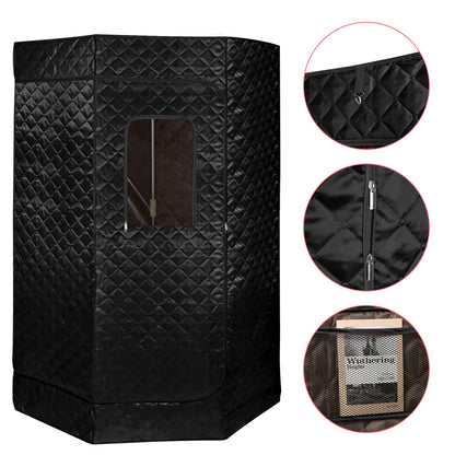 Sauna cabine – Sauna box – Draagbare sauna – Binnensauna – Mobiele sauna – Compact ontwerp 90x90x180 cm – Waterdicht en duurzaam staal-frame zonder elektriciteit - Zwart