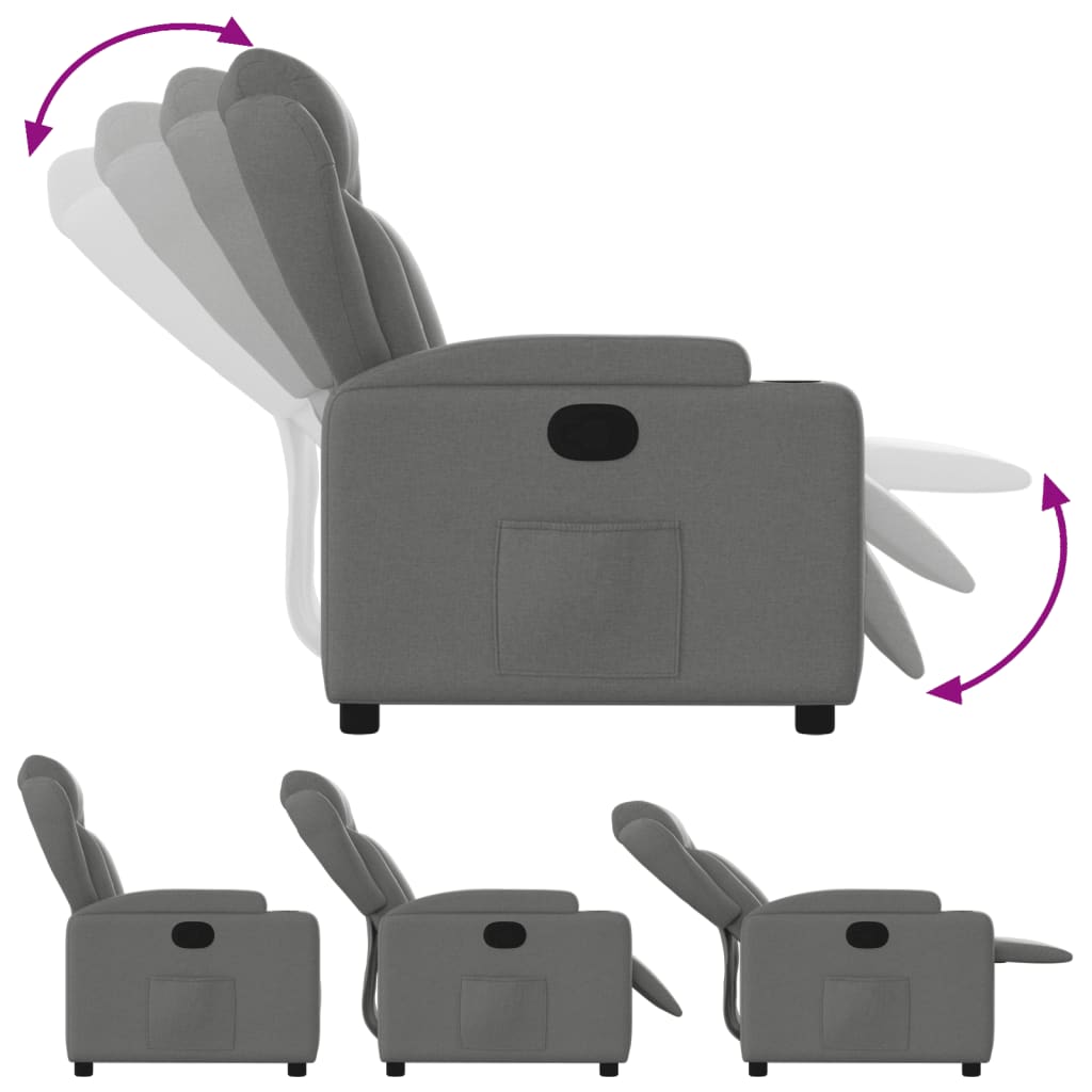 Elektrische Relaxfauteuil – Elektrische Relaxstoel – Relaxzetel – Sta-op Stoel – Fauteuil – Donkergrijs – Elektrisch Verstelbaar – Ademend Stof