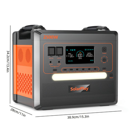 Draagbare Power Station – Mobiele Stroomvoorziening – Powerbank – Outdoor Generator – Noodstroom – 2500W Vermogen – 2304Wh LiFePO4 Batterij – Snelladen USB-C & AC Uitgangen