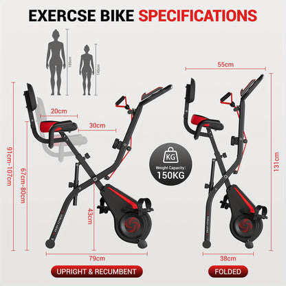 Hometrainer – Fitnessfiets – Indoorfiets – Spinningfiets – Fietstrainer – Inklapbaar – Magnetische Weerstand – Riemaandrijving – Comfortabel Met Rugsteun – Compact Opbergbaar