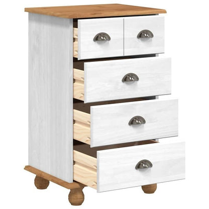 Witte Ladekast – Dressoir – Kast – Commode – Opbergkast – Massief Grenen Hout – 4 Lockbare Laatjes – Minimalistisch Design – 45,8x40x79 cm