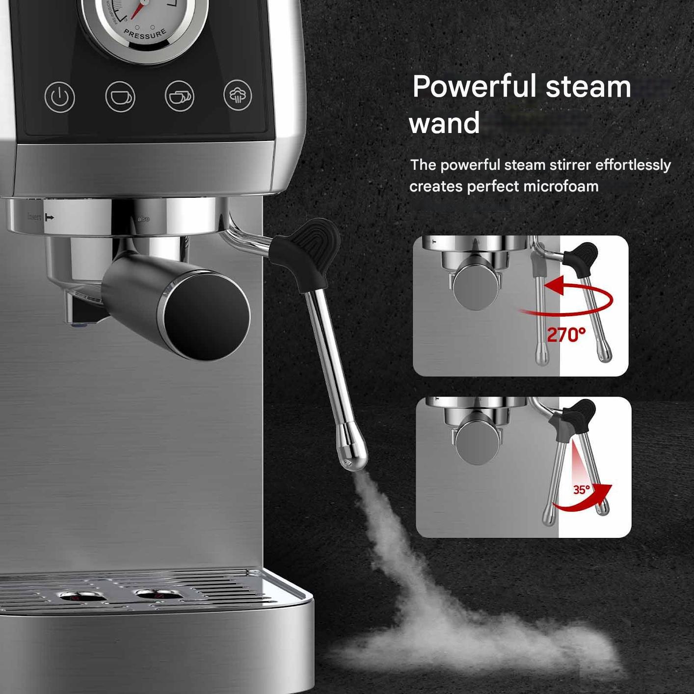 Espressomachine – Koffiezetapparaat – Cappuccinomachines – Melkopschuimer – Barista Machine – 20 Bar Pomp – 1350W Snel Opwarmen