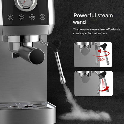 Espressomachine – Koffiezetapparaat – Cappuccinomachines – Melkopschuimer – Barista Machine – 20 Bar Pomp – 1350W Snel Opwarmen
