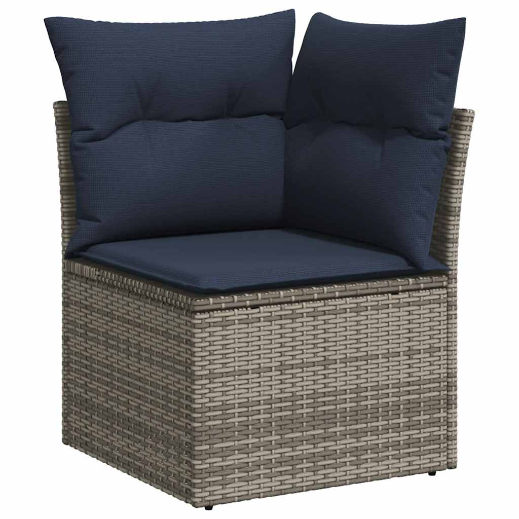 Tuinbankje – Buitenbank – Tuinbank – Zitbank – Tuinmeubel – Polyrattan – Incl. Opbergruimte – Tafelblad Acaciahout – Grijs
