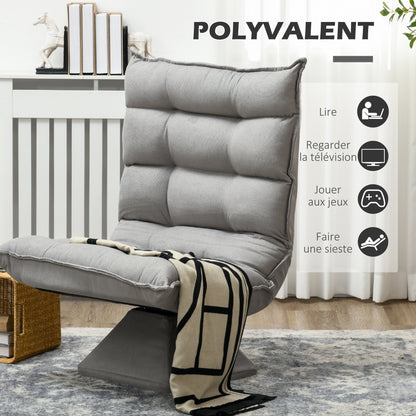 Vloerstoel – Lazy Chair – Loungestoel – Meditatiestoel – Vloerlounger – Verstelbare Rugleuning – 360° Draaibaar – Linnen Bekleding – Hoogwaardig Schuim