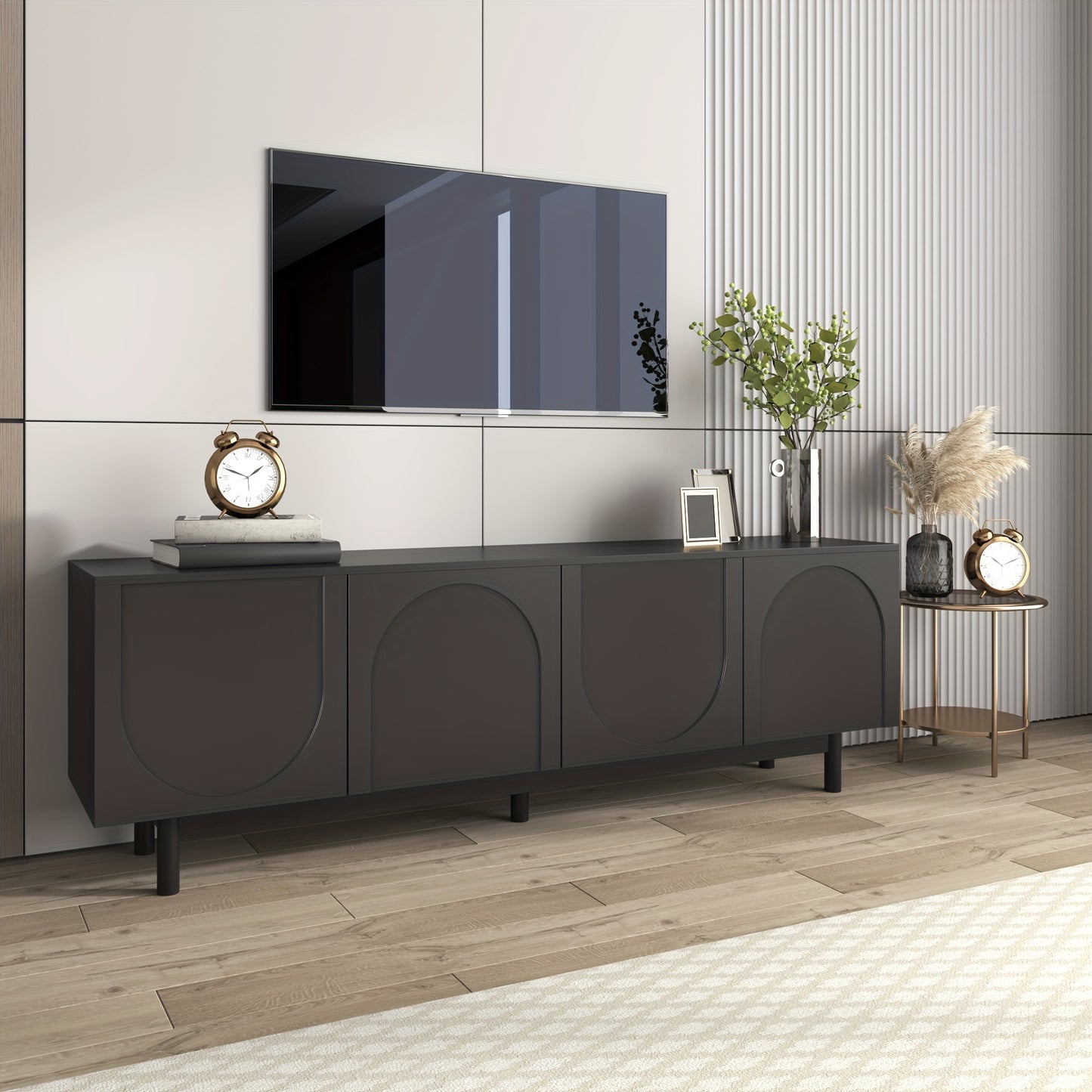Tv-meubel – Tv-meubelkast – Lowboard – Mediameubel – Tv-meubel zwart – Verstelbare planken – 175 cm breed