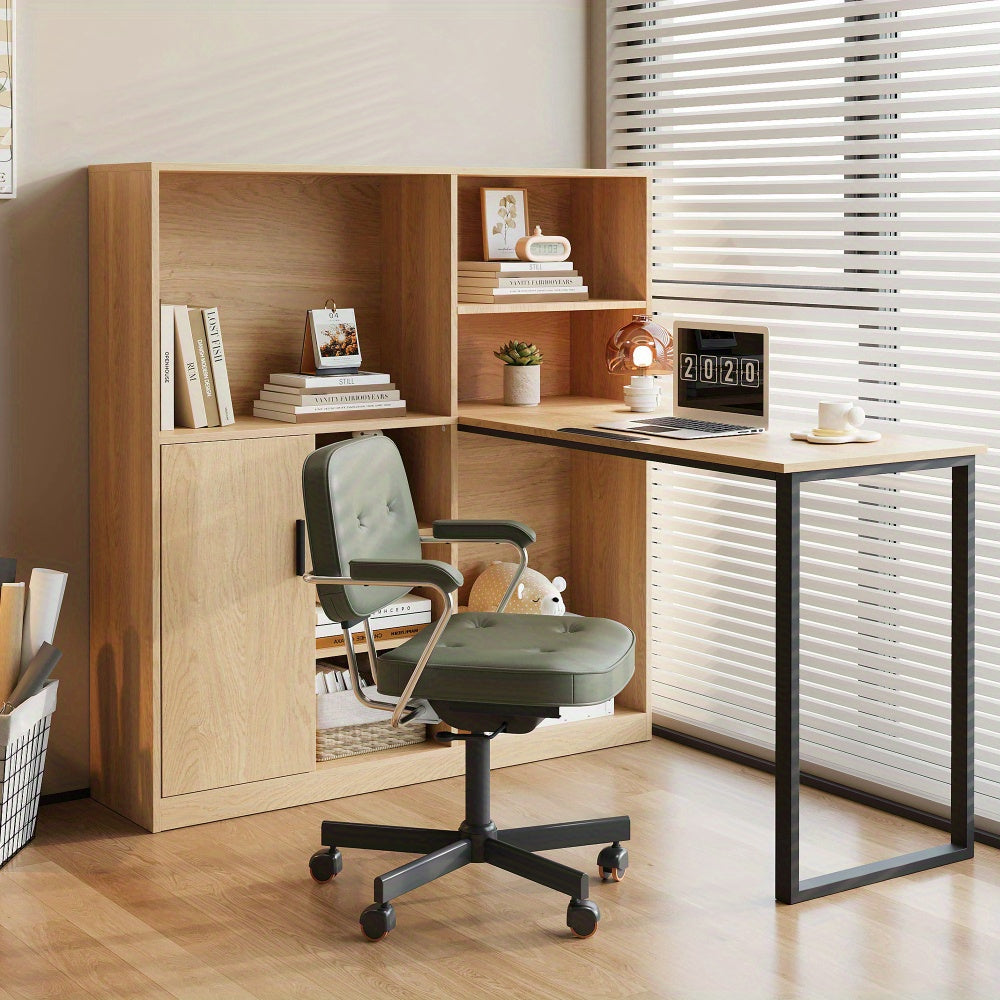 Bureau – Bureau Tafel – Werkplek – Bureaublad – Computertafel – Natuurlijke Kleur – 120 cm Breed – Hoogwaardig Leren Tafelblad