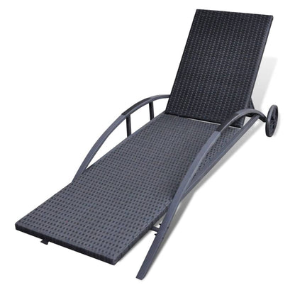 Lounge Stoel – Tuinstoel – Loungestoel Met Wielen – Buitenstoel – Rattan Stoel – Weerbestendig PE-Rattan – Verstelbare Rugleuning - QUORE