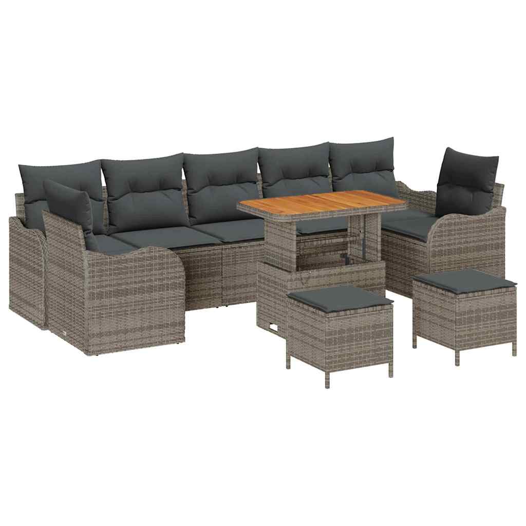 Tuinbank – Buitenbank – Tuinmeubel – Loungeset – Modulaire tuinbank – Weerbestendig kunstrotan – Donkergrijze polyester kussens - Grijs-Donkergrijs