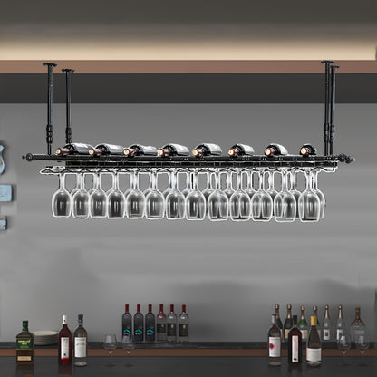 Plafond Wijnglashouder – Wijnglasrek – Glazenhouder – Stemware Rek – Baraccessoire – Zwart Metaal – Ruimtebesparend & Duurzaam