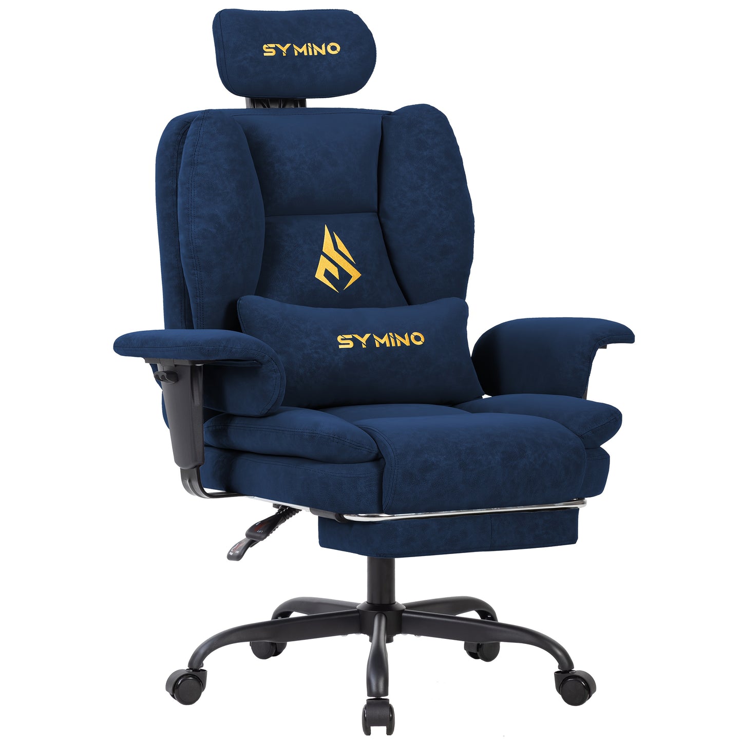 Gamingstoel – Bureaustoel – Office Chair – PC Stoel – Werkstoel – Ergonomisch Ontwerp – Verstelbare Rugleuning & Lendensteun – Blauw – PU Leder – Metaal Frame – 5-Wielig Onderstel – Comfortabel Voor Lange Sessies