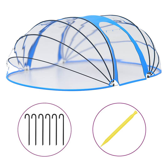 Zwembadoverkapping – Zwembadafdekking – Poolkoepel – Overkapping Zwembad – Zwembad Tent – 530 x 410 x 210 cm – Transparant UPF30 PVC – Oprolbare Zijdeuren