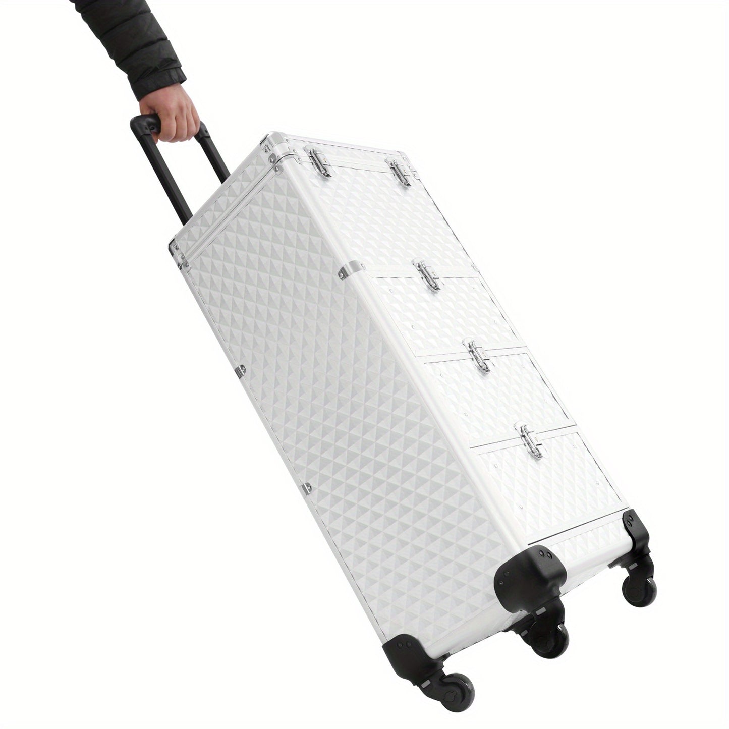 Make-up Koffer – Make-up Organizer – Beauty Koffer – Rolling Case – Salon Trolley – Aluminiumlegering & Duurzaam – 3 Laden & Wieltjes