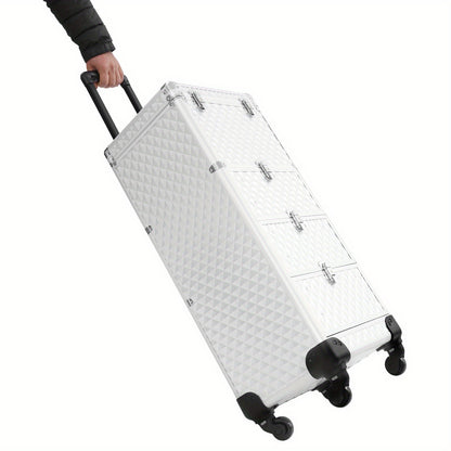 Make-up Koffer – Make-up Organizer – Beauty Koffer – Rolling Case – Salon Trolley – Aluminiumlegering & Duurzaam – 3 Laden & Wieltjes