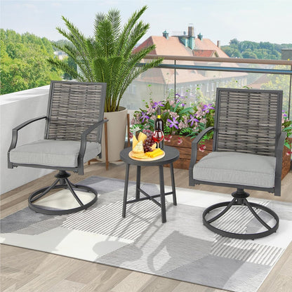 Balkonset – Tuinset – Bistroset – Loungeset – Zitgroep – 2 Draaibare Stoelen – Weerbestendig PE-Rattan