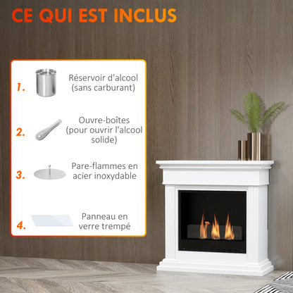 Biohaard – Bio Ethanol Haard – Sfeerhaard – Vrijstaande Haard – Tafelhaard – 3 Branders 0,4L – Geschikt voor 16-18 m² – Wit