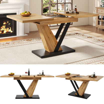 Extendable Dining Table (120-160 x 75 x 75.5cm), Kitchen Table, Extends to 160cm, Suitable for Kitchen and Living Room Use