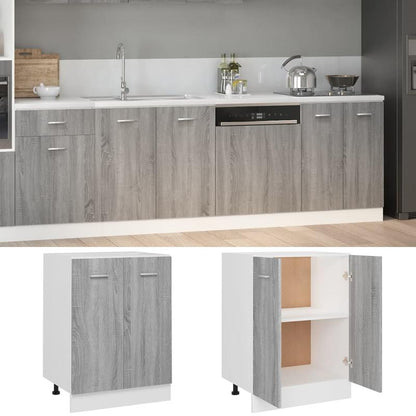 Modern Rustic Kitchen Set with Ample Storage, Sturdy Material, Organizes Kitchen Space, Ideal for Kitchen and Bathroom – Base Cabinet 60x46x81.5 cm, Finished Wood Gray Sonoma Oak Color