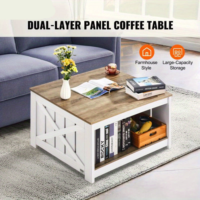 Salontafel – Koffietafel – Woonkamertafel – Bijzettafel – Tafel – Landelijke Stijl – Compact 31 x 12,7 cm – Hout Met Open Opbergvak