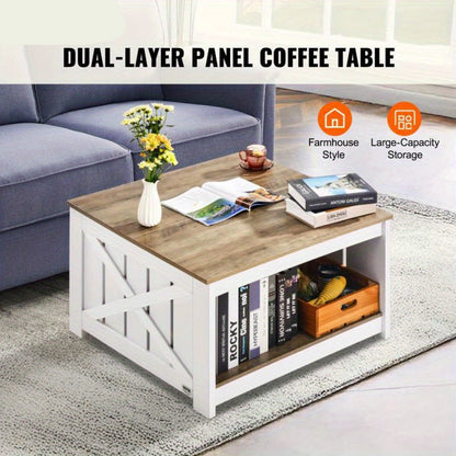 Salontafel – Koffietafel – Woonkamertafel – Bijzettafel – Tafel – Landelijke Stijl – Compact 31 x 12,7 cm – Hout Met Open Opbergvak