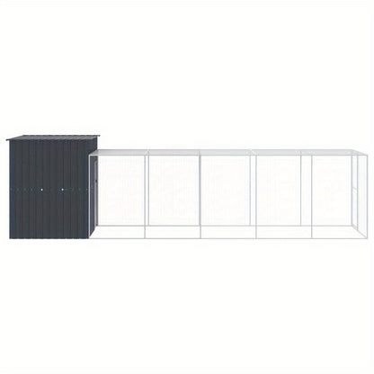 RVS Buitenren – Dierenkooi – Hek – Ren – Gezinsschuur – Duurzaam Gegalvaniseerd Staal – Weerbestendig 165x65x181 cm – Met Deksel Anthraciet