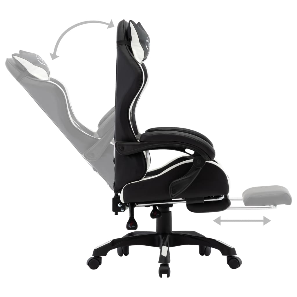 Gamestoel – Gaming Stoel – Game Stoel – Gaming Chair – Racestoel – Verstelbare Rugleuning – Kunstleer Wit/Zwart